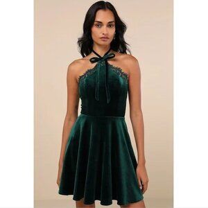 Lulus Emerald Green Velvet Dress NWT
